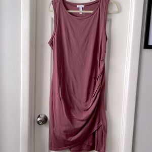 Leith Nordstrom maroon pink stretchy ruched summer tank wrap dress XL